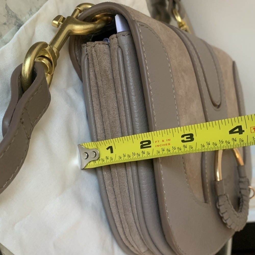 NWT SEE BY CHLOE HANA SHOULDER BAG suede leather taupe trendy small - Picture 5 of 12